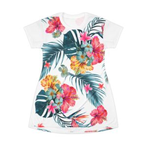 T-Shirt Dress - Tropical Floral Print for Summer Vibes